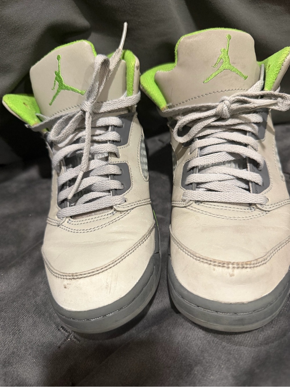 Jordan Kids Grey and Neon Green Retro Sneakers